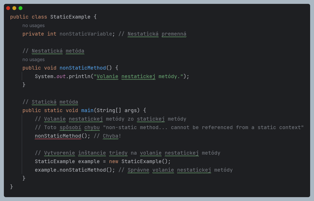 non-static method priklad